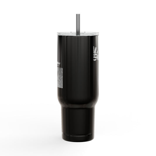 40oz Engraved Tumbler with Lid & Handle — Dove Design, Personalized Travel Cup