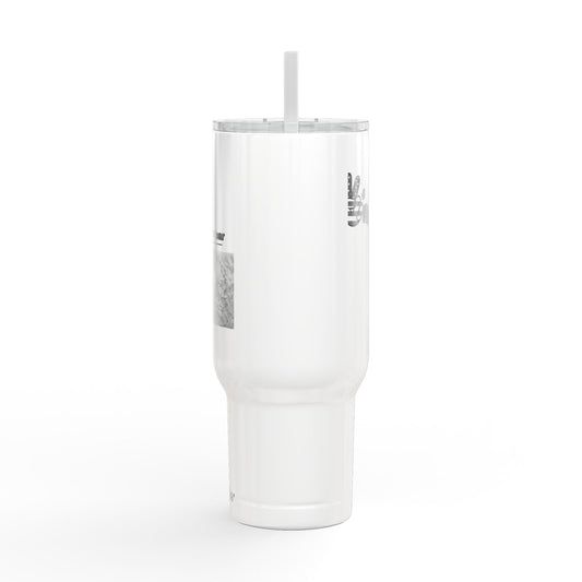 40oz Engraved Tumbler with Lid & Handle — Dove Design, Personalized Travel Cup